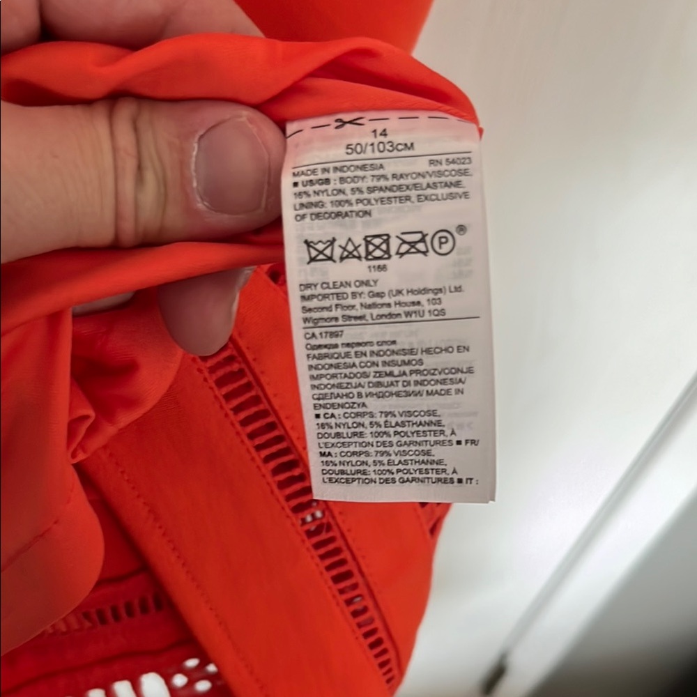 Banana Republic orange  Sleeveless V-Neck Midi Dress size 14 - Picture 6 of 6